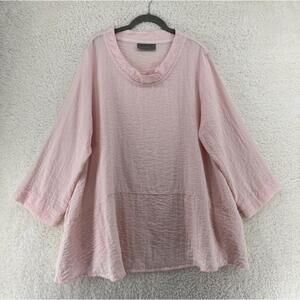 Eleven Stitch Design Blouse Women's Large Light Pink Tunic Lagenlook Oversized